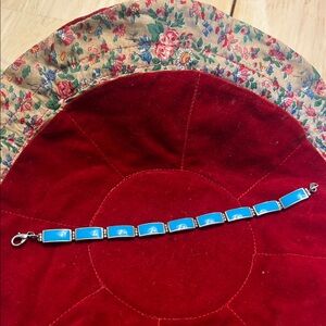 Elegant Blue Enamel/ 925 Silver Bracelet 8”